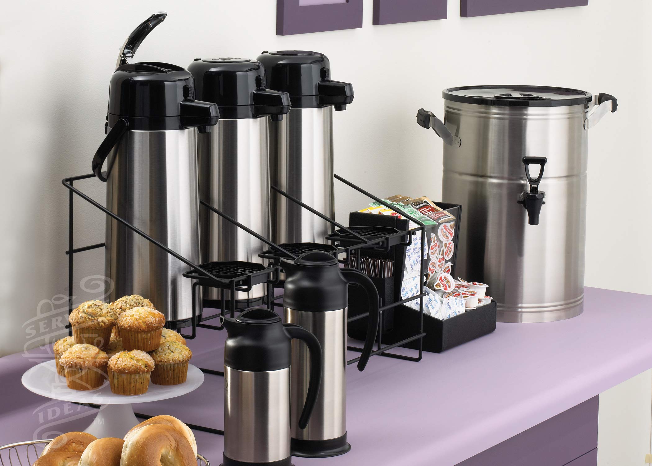 Service Ideas Eca22S Eco Air Airpot With Pump Lid, 2.2L, Glass Lined