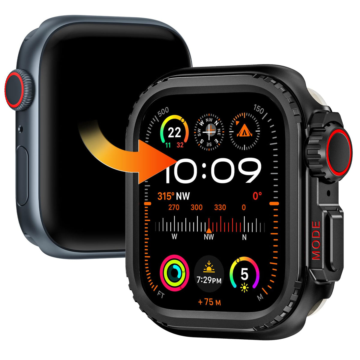 Goton Metal Bumper Case For Apple Watch Series 9 8 7 45Mm Protector, [Turn 45Mm Into Ultra Seamlessly] Rugged Bumper With Back C