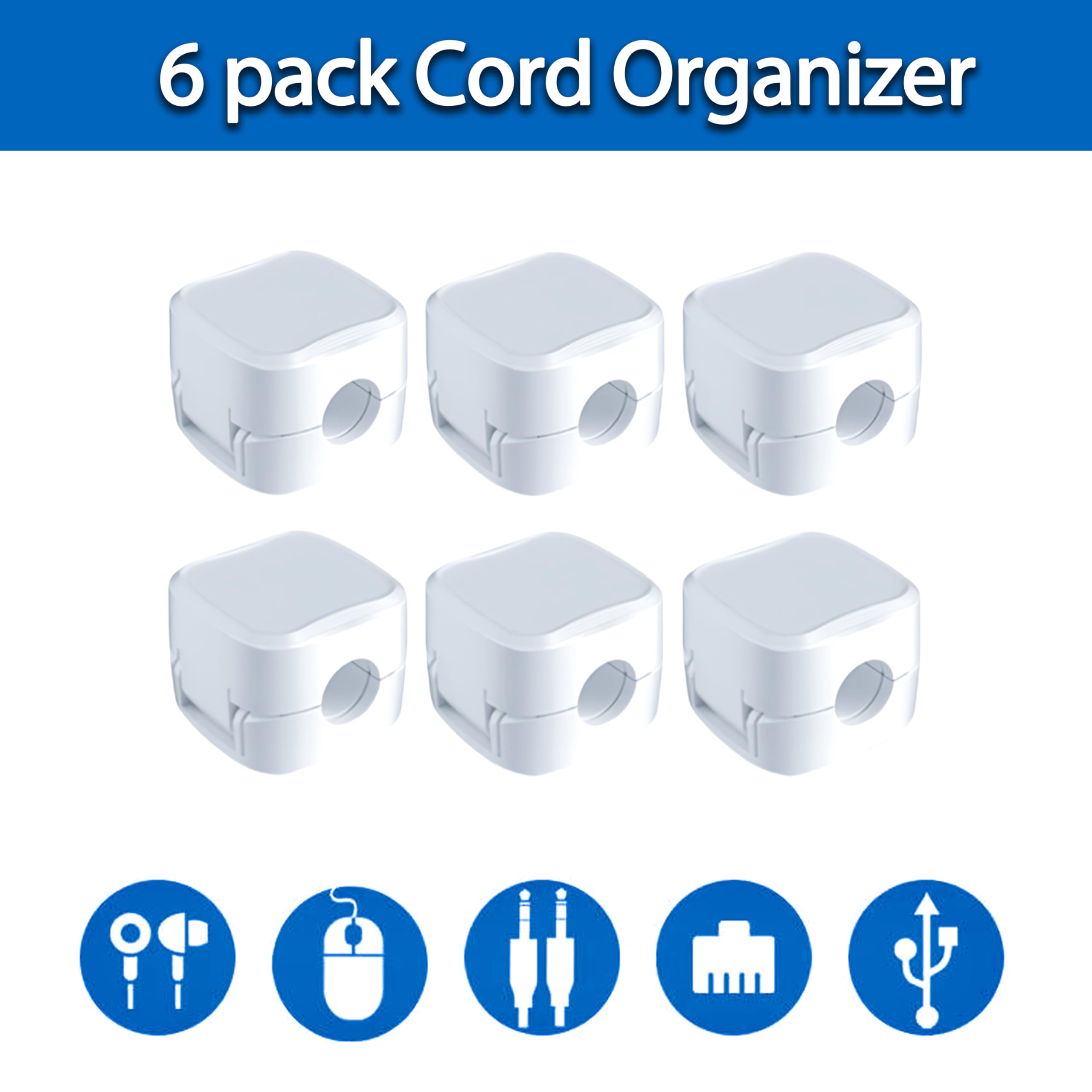 Ytdsup Cord Organizer 6 Pack, Strong Adhesive Desk Cable Management Easy Open, Harging Cords Wire Holder Organizer Neatly For Of