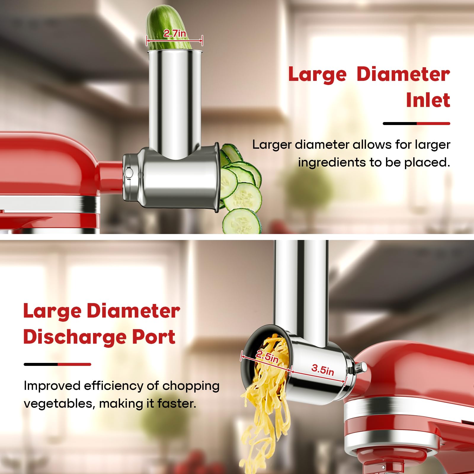 Stainless Steel Slicer Shredder Attachment For Kitchenaid Stand Mixer, Cheese Grater, Salad Maker Accessories For Kitchenaid Mix