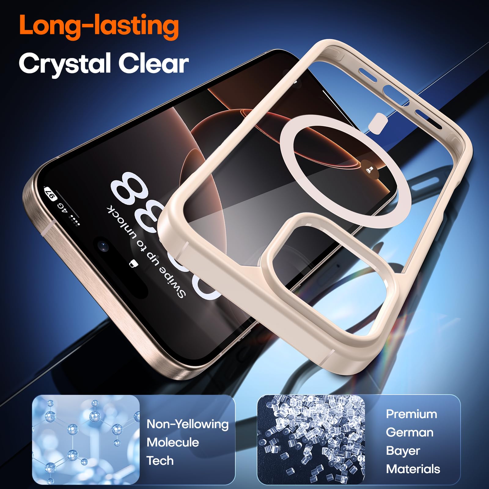 Tauri 3 In 1 For Iphone 16 Pro Max Case, Compatible With Magsafe [Not Yellowing] With 2X Screen Protectors, Shockproof Slim Magn