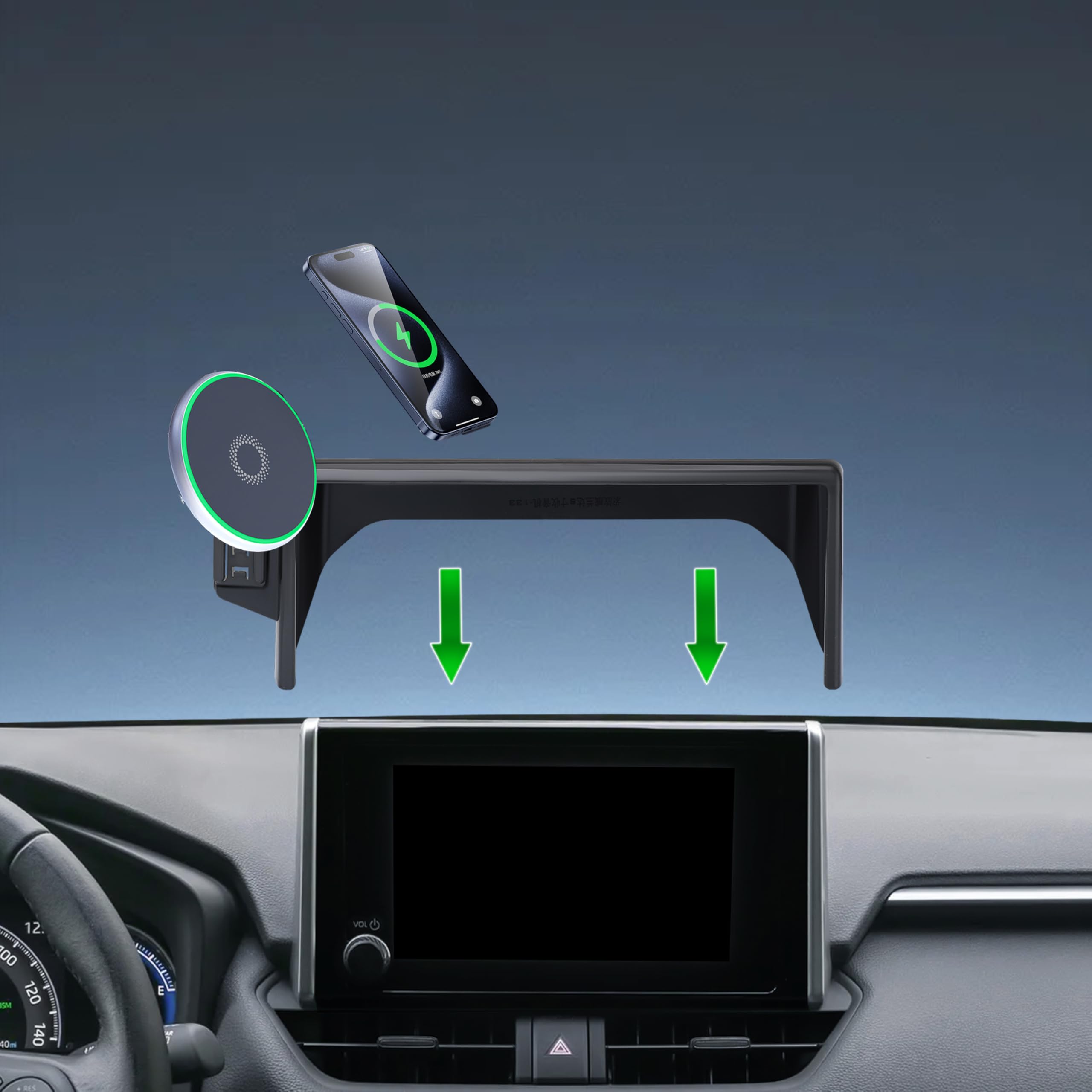 Abeeygeomarn Car Phone Holder For Toyota Rav4 2019-2025 Accessories Apply To 7/8 Inch Touch Screen15W Fast Wireless Charger Scre