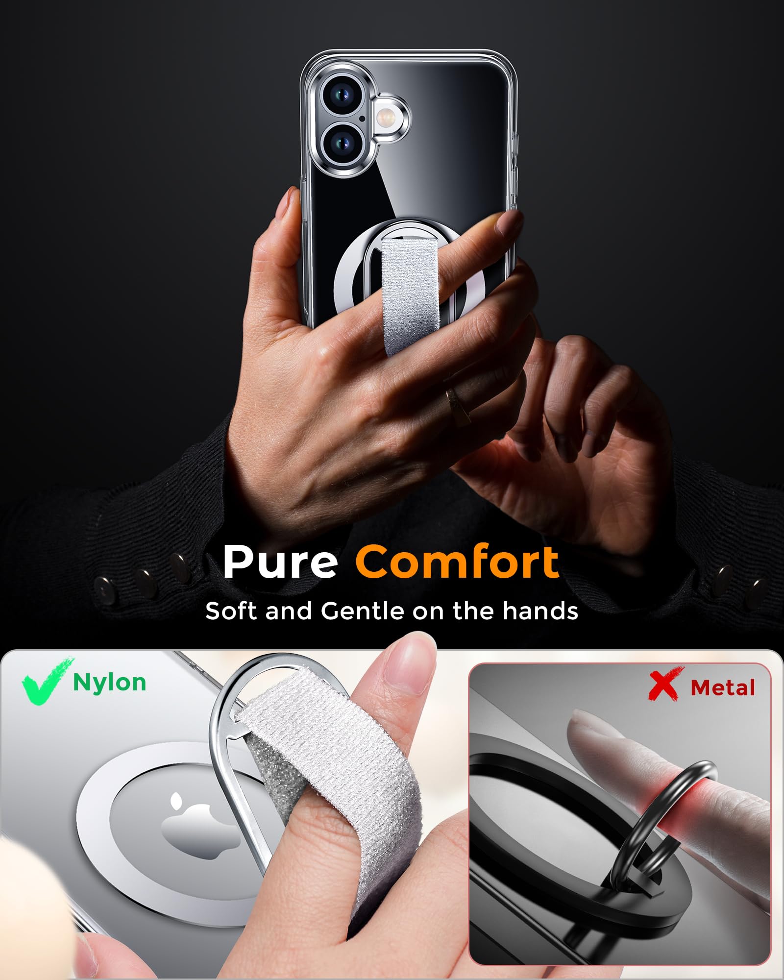 Shields Up For Iphone 16 Case With Stand, 16 Phone Case Clear With Ring Holder & Phone Grip [Compatible With Magsafe] Shockproof