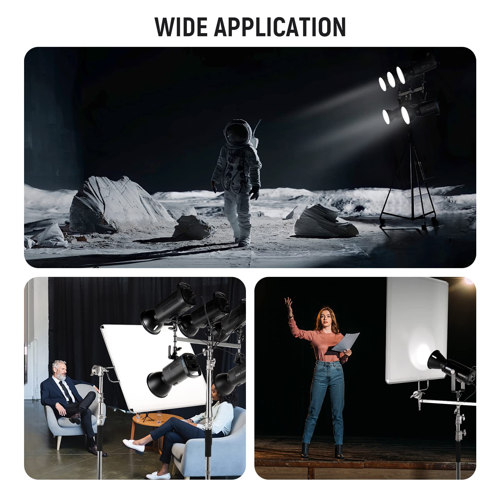 Neewer Baby Triple Header Boom Arm With Five 5/8'' Baby Pins For Led Light/Strobe Flash, One 1 1/8'' Pin For C Stand/Light Stand