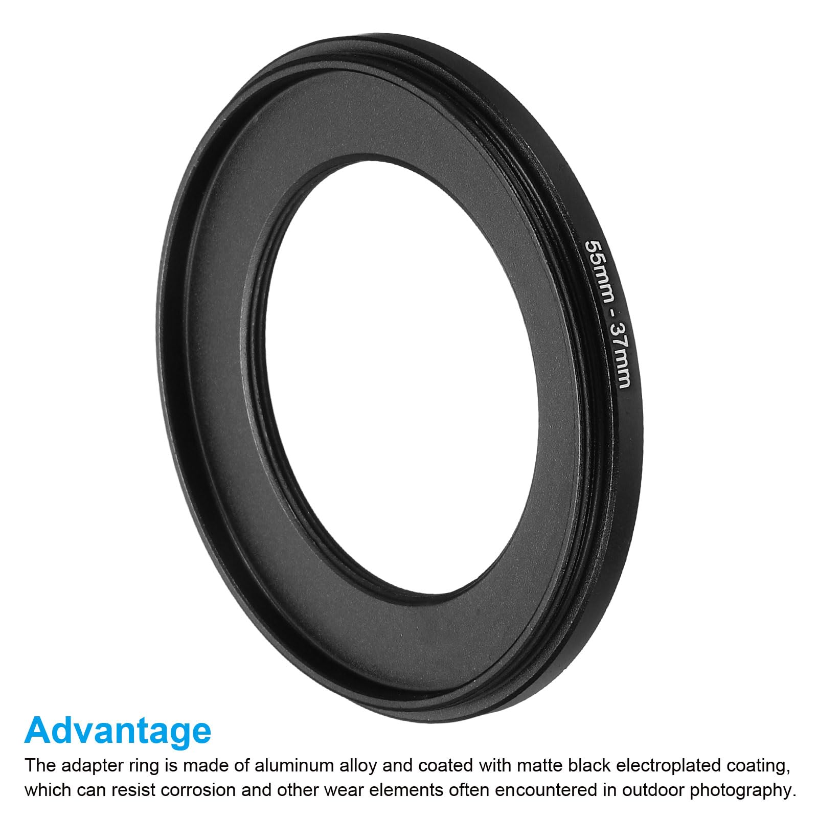 Patikil 55Mm 37Mm Metal Step Down Ring, Camera Lens Filter Adapter Ring Aluminum Filter Adapter Ring For Camera Lenses Hood, Bla