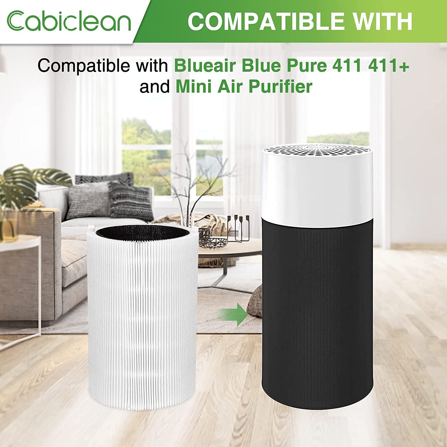 Blue Pure 411 Replacement Filters Compatible With Blueair Blue Pure 411 Genuine, 411+, 411 Auto And Mini Air Purifier, Include 2