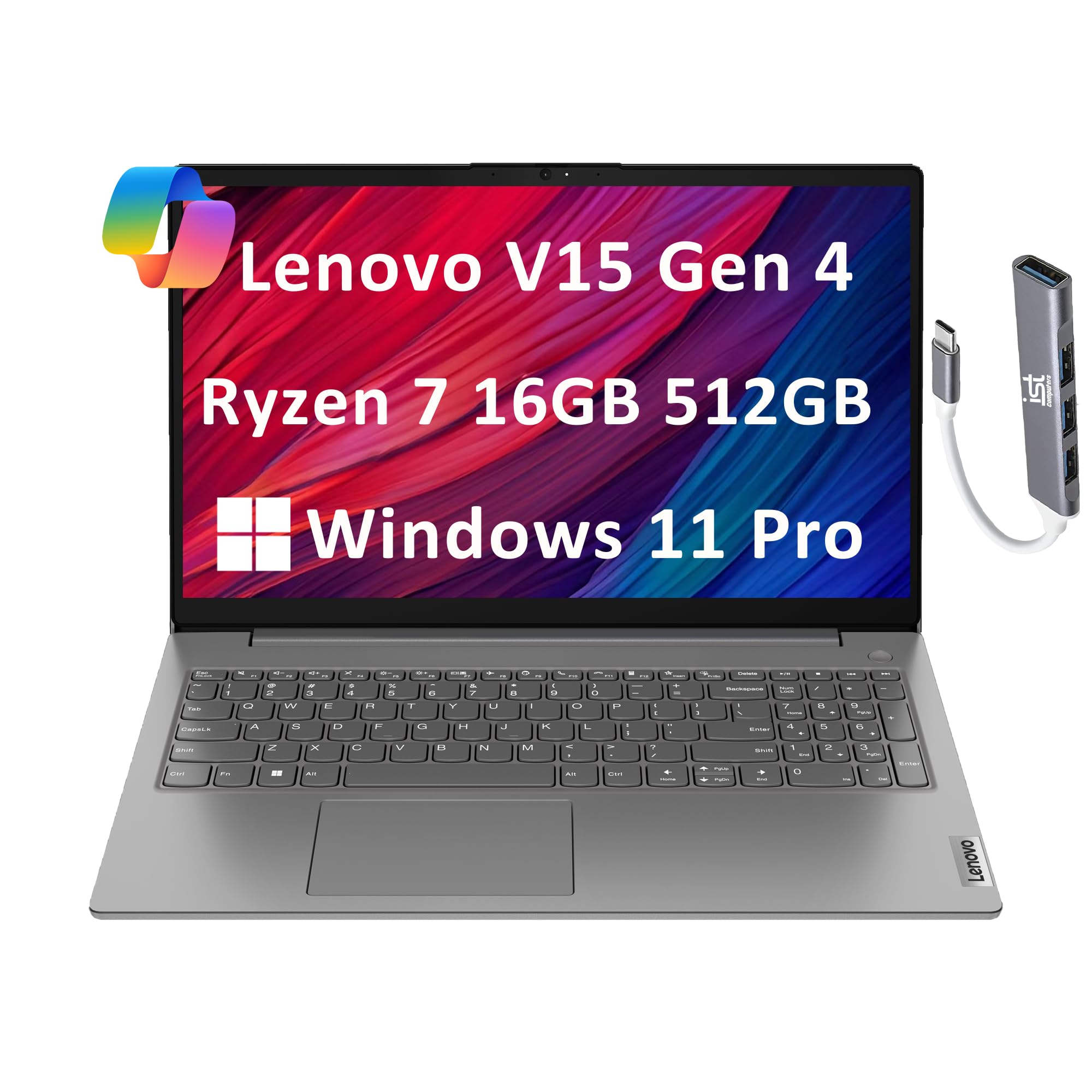 Lenovo V15 Gen 4 (15.6 FHD Anti-Glare, AMD Ryzen 7 7730U (Beat i7-1355U), 16GB RAM, 512GB SSD) for Business, Military Grade, Num