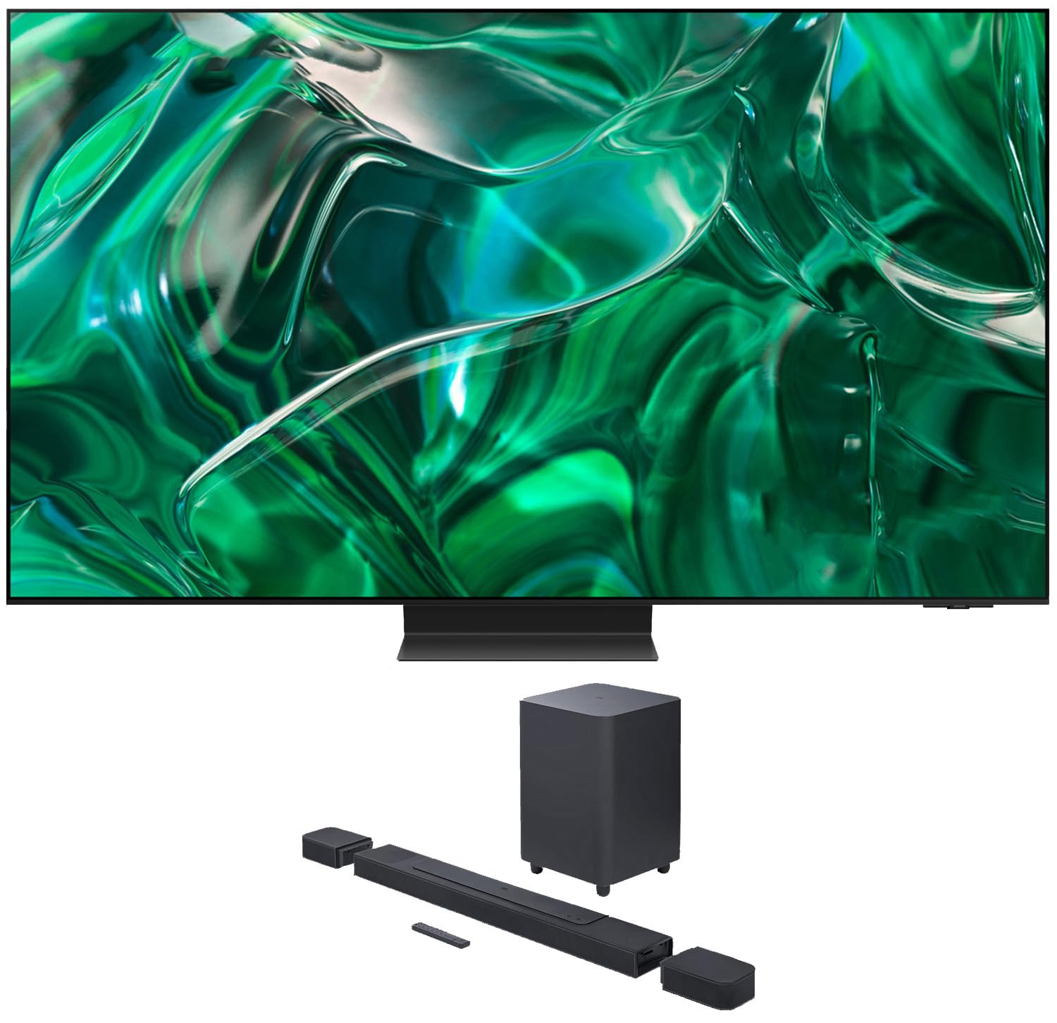 SAMSUNG QN77S95CAFXZA 77 Inch Ultra Slim 4K Quantum HDR OLED Smart TV with a JBL BAR-1000 7.1.4ch Soundbar and Subwoofer with Su