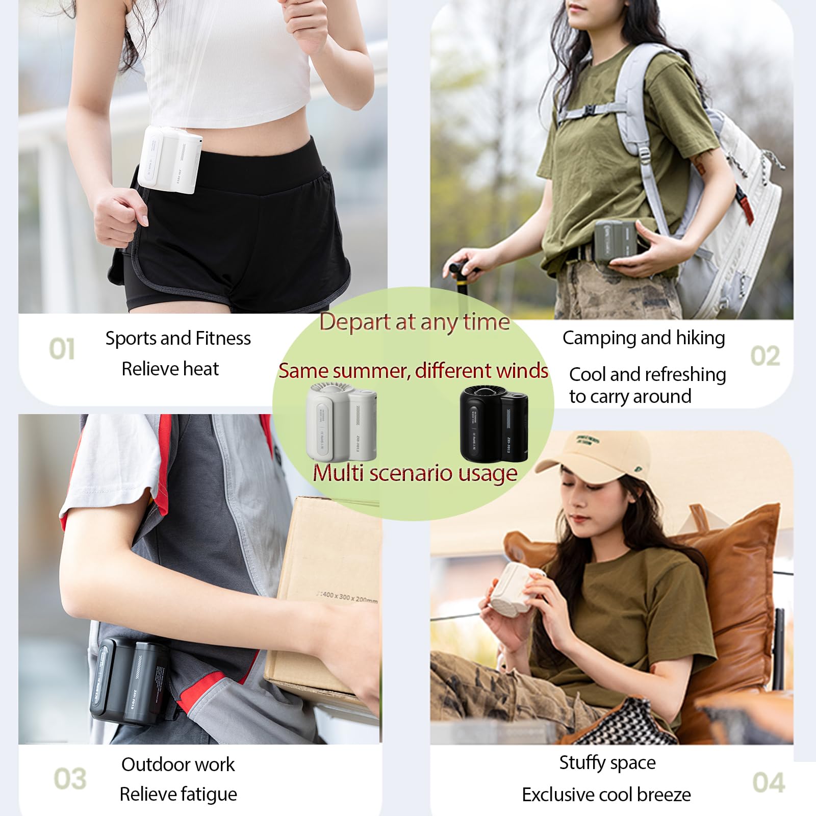 Mini Waist Fan,Portable Fan,3 Speeds Strong Airflow Wearable Personal Clip Fans,Rechargeable Belt Clip Fans With Usb Port For Ou