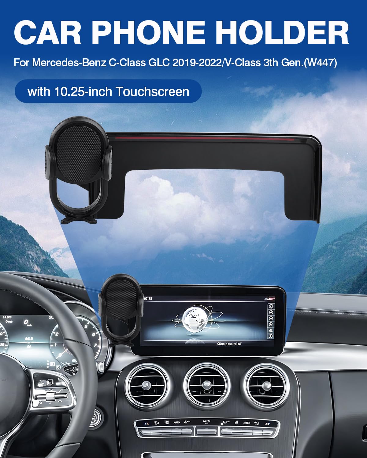 Autorder Custom Fit For Car Phone Holder 2019 2022 Mercedes Benz C Class Glc/2021 2022 V Class Accessories Phone Mount 10.25'' S