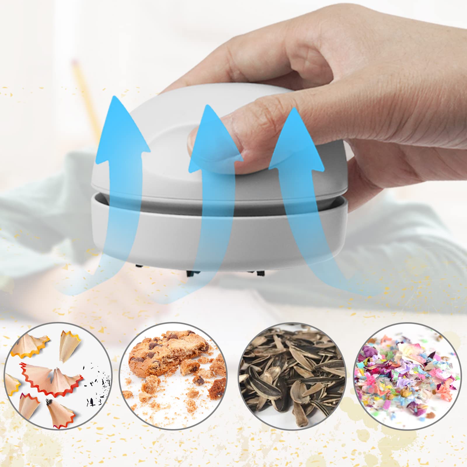 Desktop Vacuum Cleaner Usb Charging With Vacuum Nozzle Cleaning Brush, Detachable Design & Portable Mini Table Dust Vaccum Clean