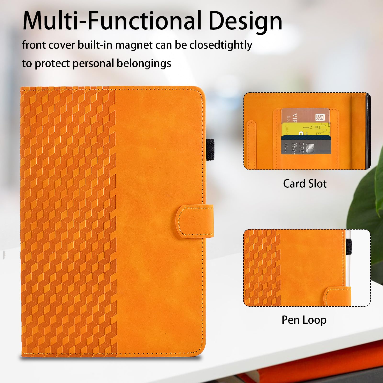 Varohix Case For Samsung Galaxy Tab A 10.1 2019 Model Sm T510/T515/T517 Magnetic Shell Foldable Cover With Card Holder Multi Ang