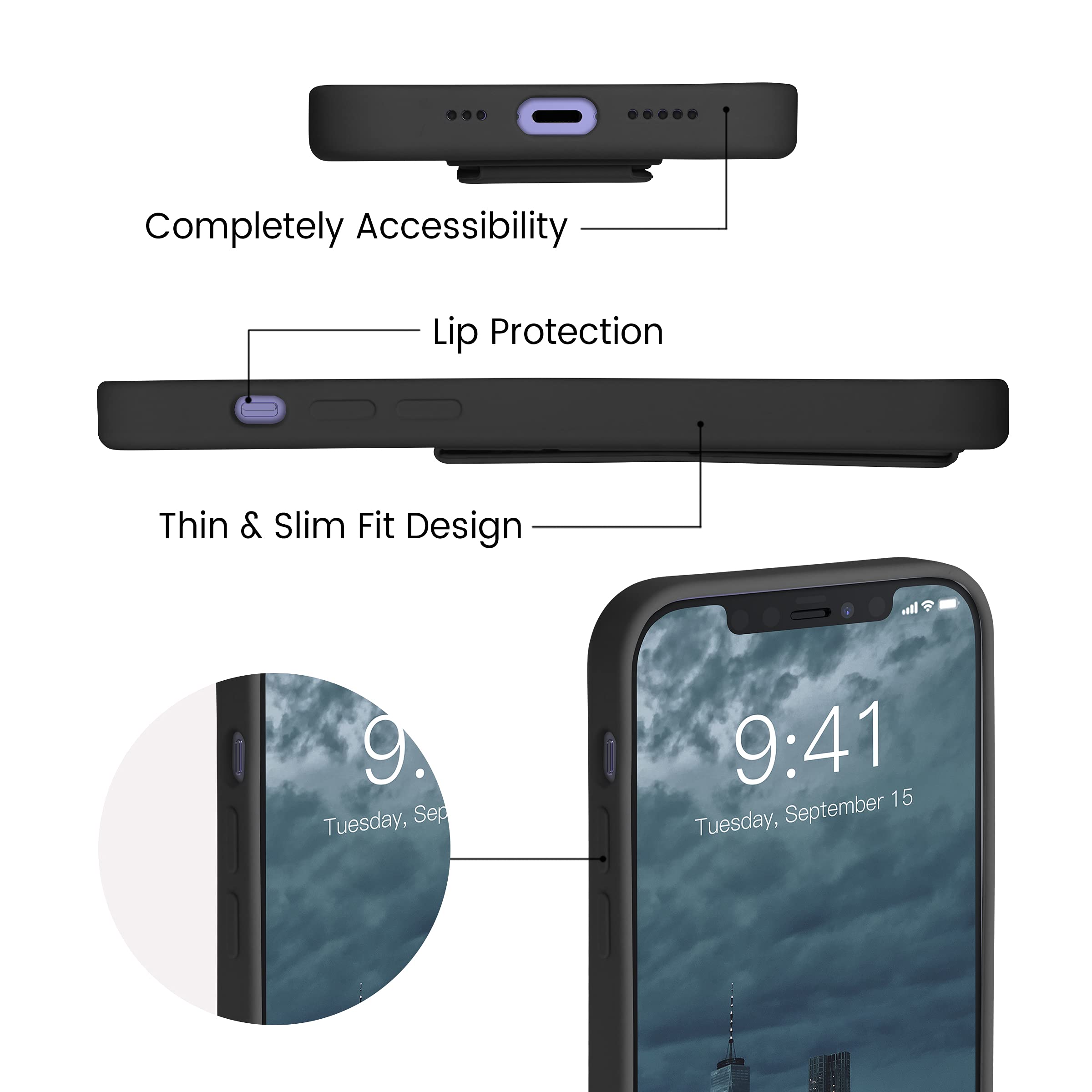 Laudtec Silicone Kickstand Case Compatible With Iphone 12/12 Pro Case Vertical And Horizontal Stand Hand Strap Kickstand, Flexib