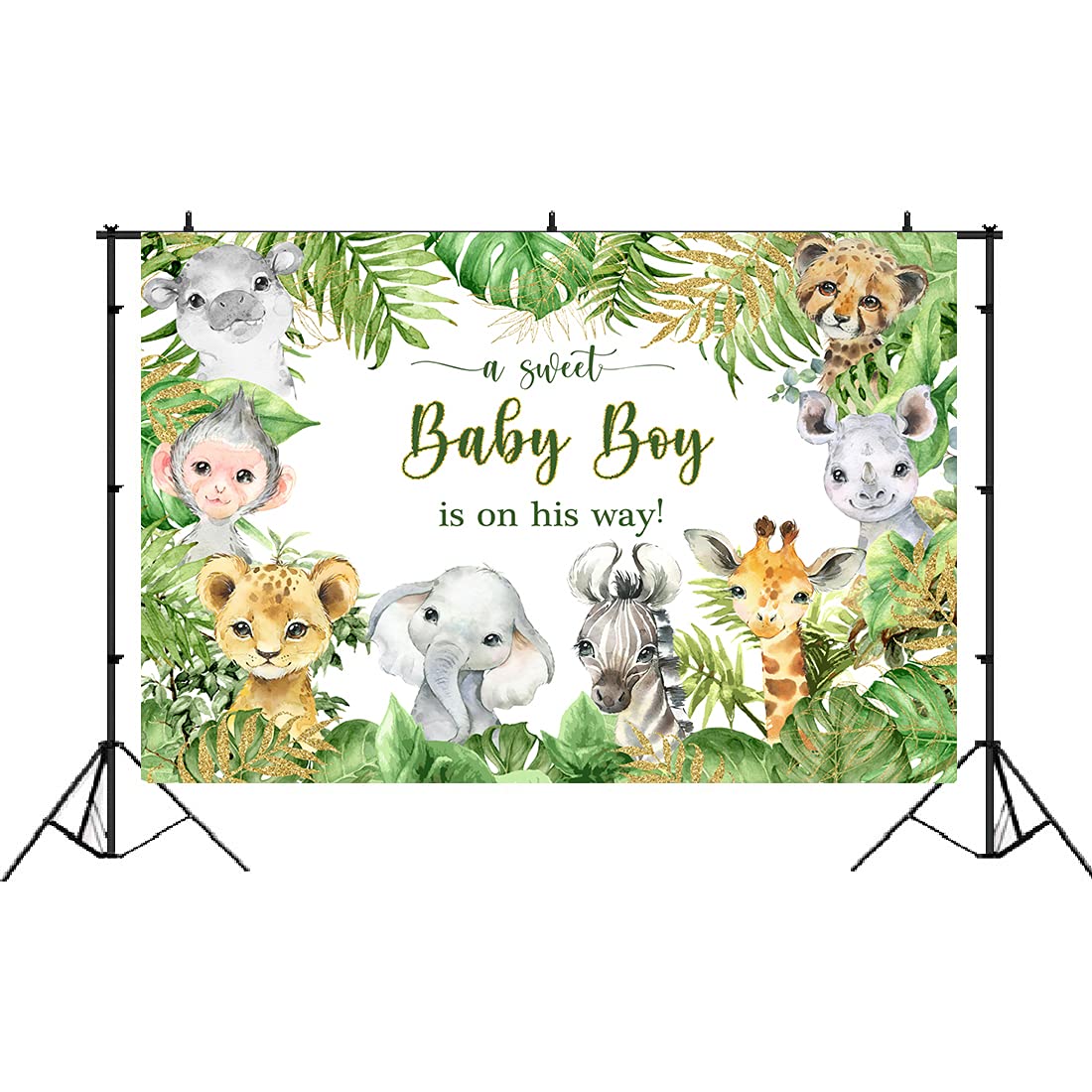 Lofaris Safari Animals Baby Shower Backdrop Jungle Theme Baby Shower Party Background Newborn Baby A Sweet Boy Is On His Way Par