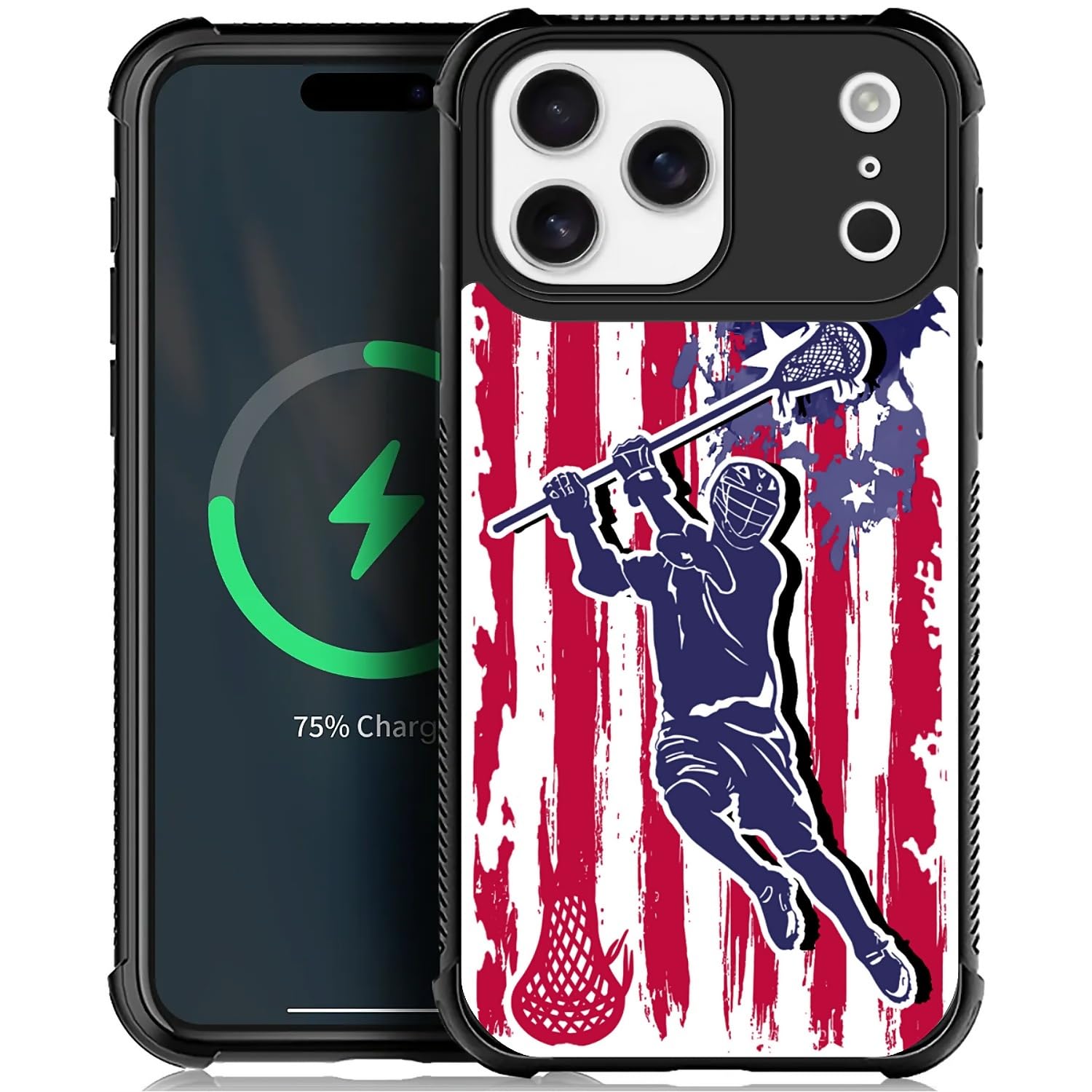 Deaorew for iPhone 17 Pro Max Case | Compatible with MagSafe | Classic Slim Cover Design | Lacrosse American Flag