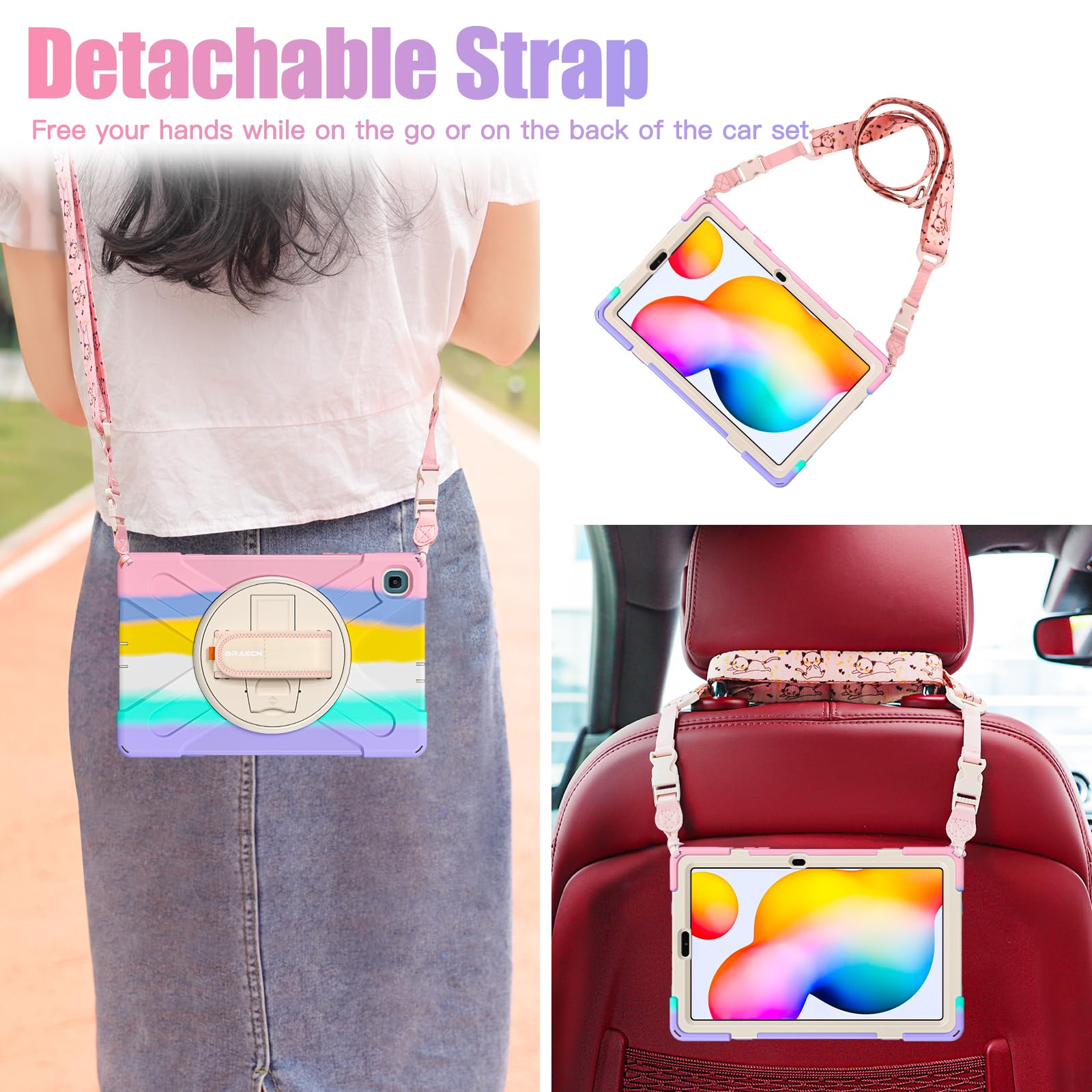 Braecnstock Kids Case For Samsung Galaxy Tab S6 Lite 10.4 Inch 2024/2022/2020 (Sm P620/P610/P619) With Pen Holder Rotating Hand