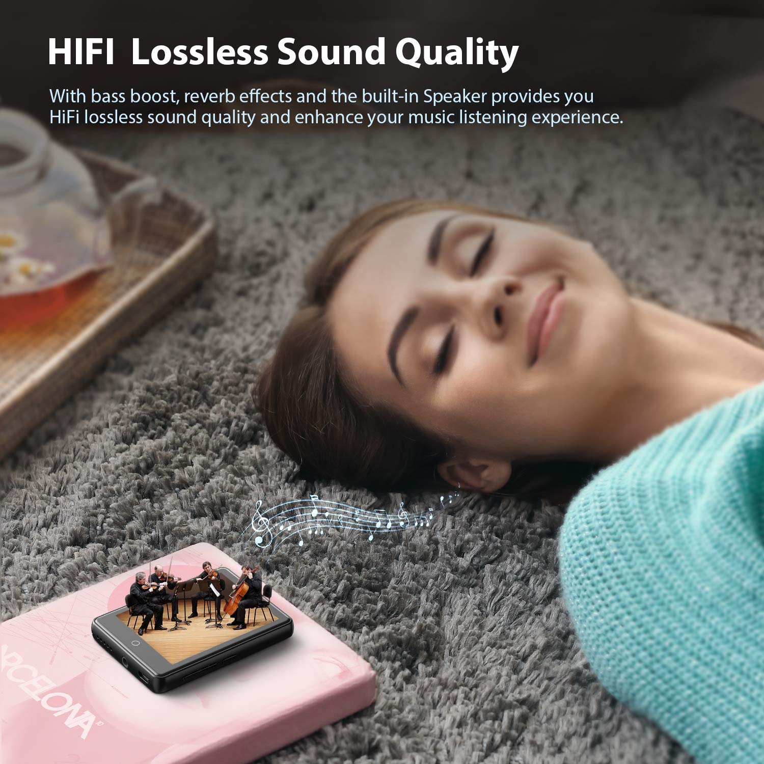 Yffizq 80Gb Mp3 Player With Bluetooth 5.1,2.8'' Full Touch Screen Mp4 Player With Speaker,Portable Hifi Lossless Sound Mp3 Playe