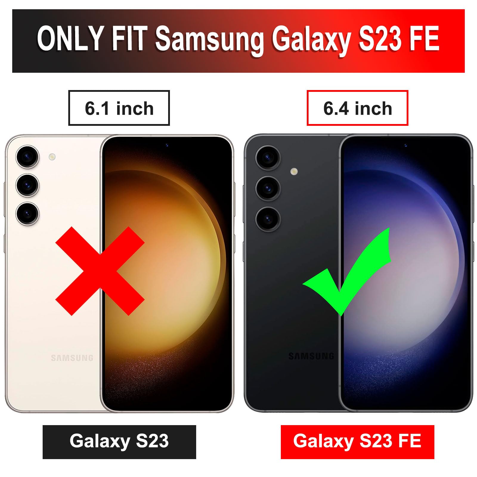 Vanavagy Wallet Case Compatible For Samsung Galaxy S23 Fe,Rfid Block Leather Flip Folio Phone Fits Magnetic Car Mount With Credi