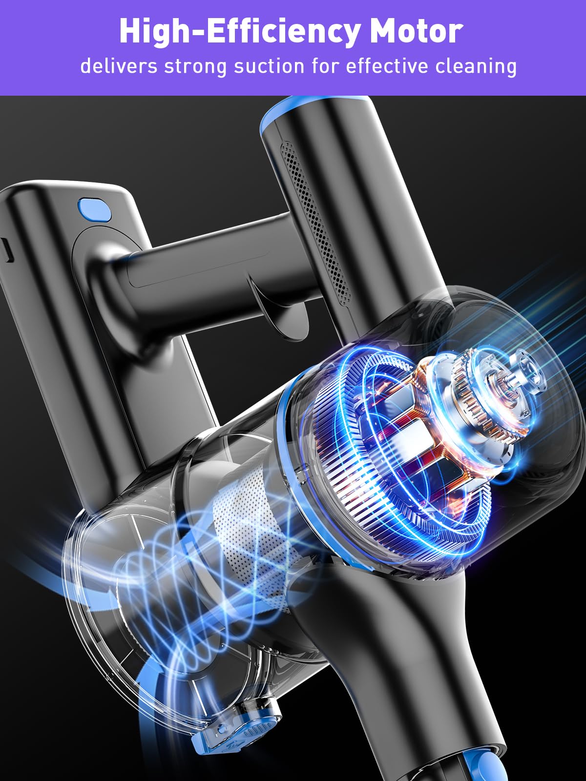 Cordless Vacuum Cleaner, 30Kpa 8 In 1 Stick Vacuum With Led Display & 3 Cleaning Modes, 40 Minute Runtime & Detachable Battery,