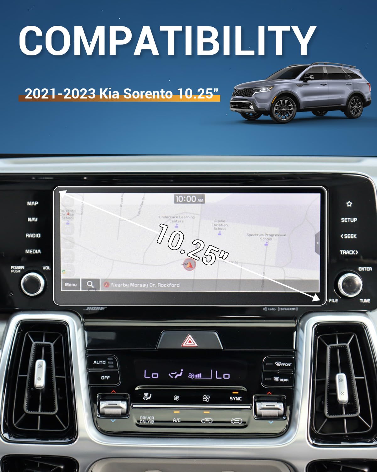 Yee Pin For 2023 Kia Sorento Mq4 Lx 10.25' Screen Protector Tempered Glass Matte Finish Anti Glare For 2021 2022 2023 Kia Sorento Accessories, Kia Sorento Screen Protector Matte