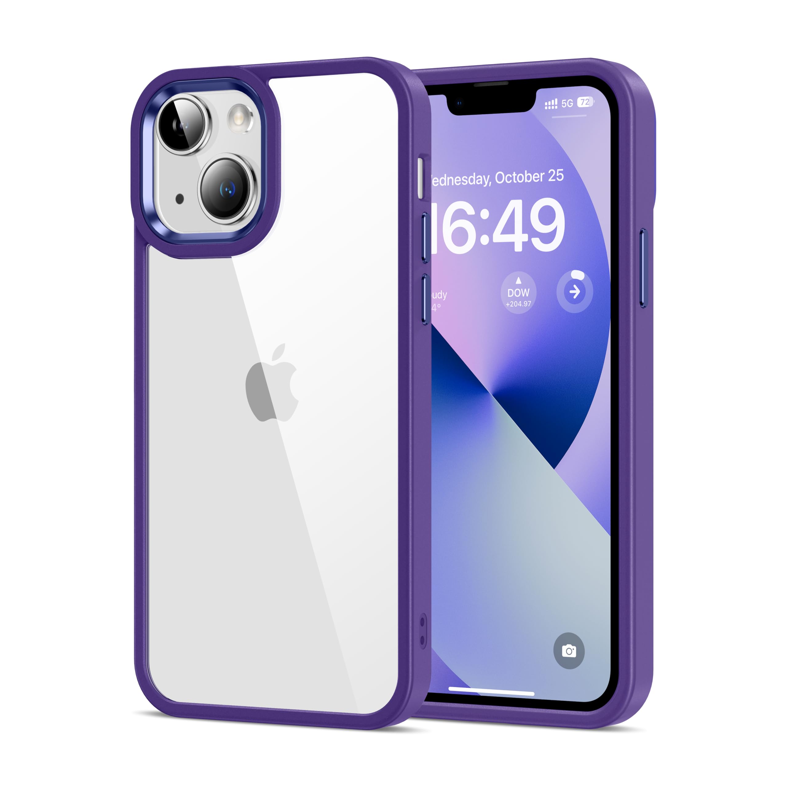 HOOMIL Case for iPhone 13 6.1-Inch, Non-Yellowing, Drop Protection, Anti-Scratch Transparent Hard Back Phone Cover - Dark Purple