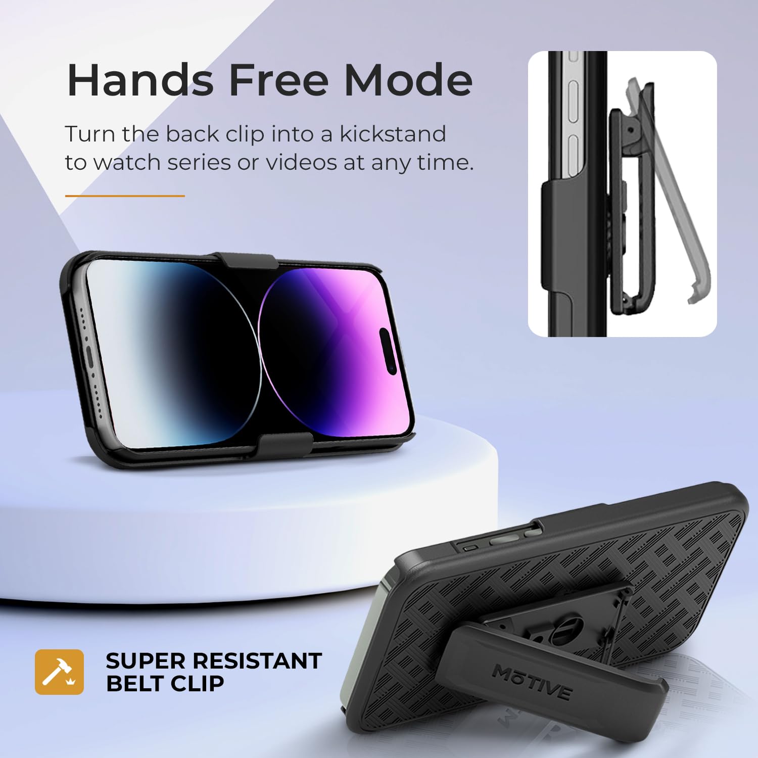 Motive For Iphone 14 Pro Max Holster Case, Belt Clip Case For Apple Iphone, Shell Holster Combo 14 Pro Max, Slim Rugged Drop Sho