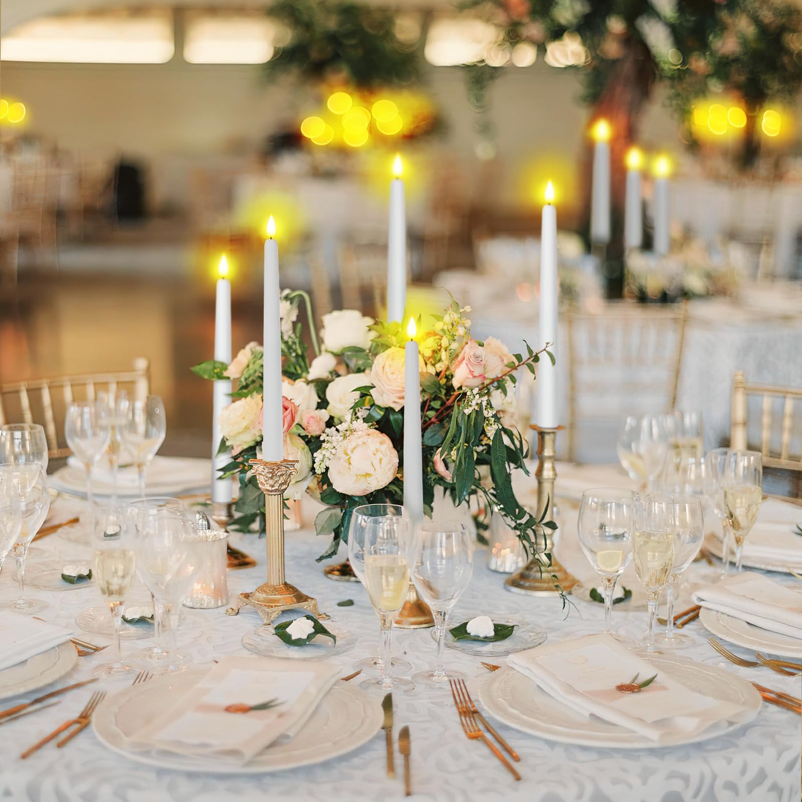 Homemory 11 Inches White Led Taper Candles, 24 Pcs Flameless Taper Candles With Remote Timer Dimmer, Plastic Battery Operated Ca