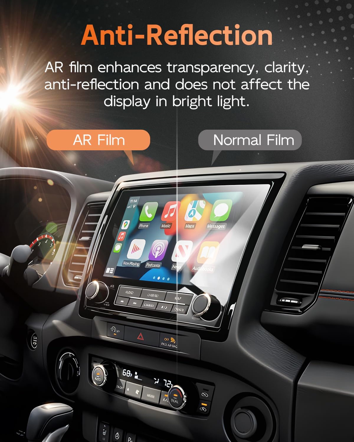 Cdefg (2Pcs Frontier Anti Reflection Screen Protector, 9 Inch Touchscreen, For Nissan Frontier 2022 2023 2024 Accessories, Pro X Pro 4X Frontier Prox Pro4X, Ultra Clear, Anti Glare, 2Pcs