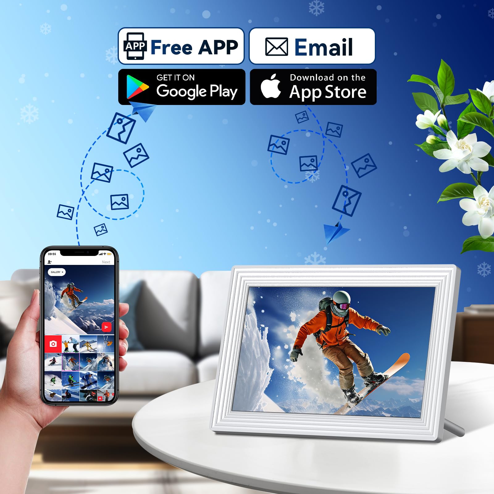 Digital Picture Frame 10.1 Inch Smart Wifi Digital Photo Frame 16Gb Storage 1920 * 1200 Ips Full Hd Touch Screen,Auto Rotation,S