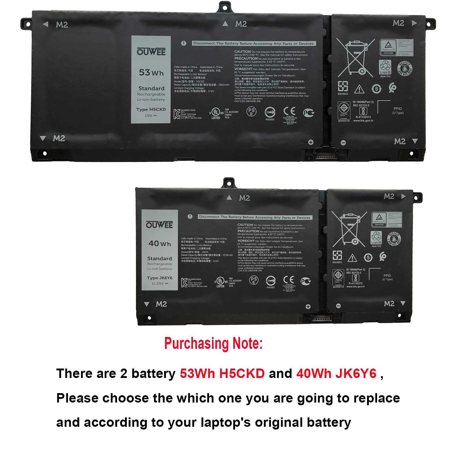 Ouwee Jk6Y6 Laptop Battery Compatible With Dell Latitude 3410 3510 Vostro 5300 5401 5501 Inspiron 5300 5401 5408 5501 5508 5400