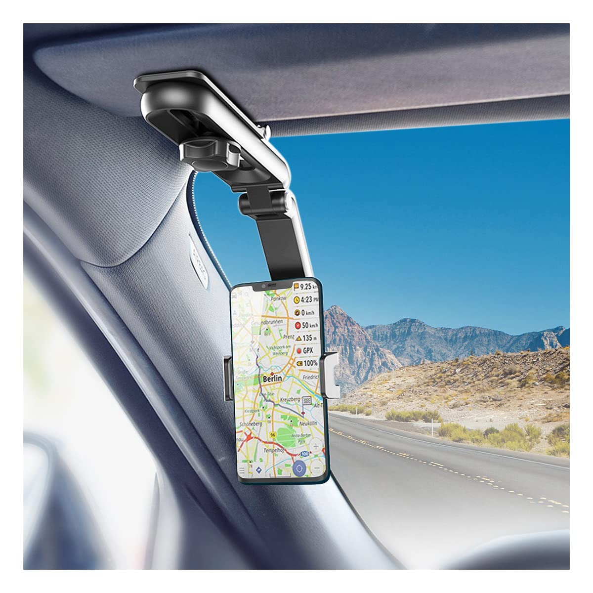 Cell Phone Holder For Car, Car Cellphone Mount Clip, 360Rotatable Phone Holder For Car Sun Visor, Universal For Iphone 13/12 Pro