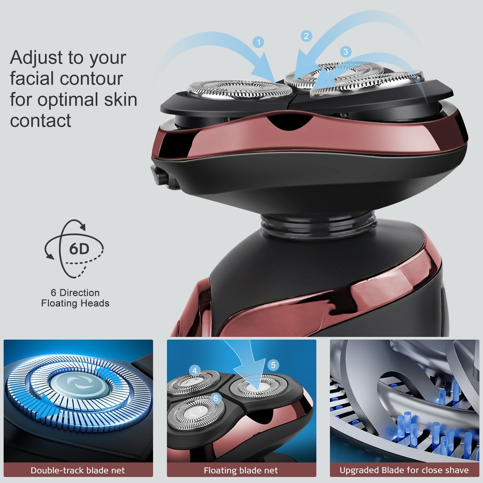 5 In 1 Electric Shaver Men'S Electric Razor Cordless Face Shaver Rechargeable Mens Razor Waterproof Rotary Shaver With Charge St