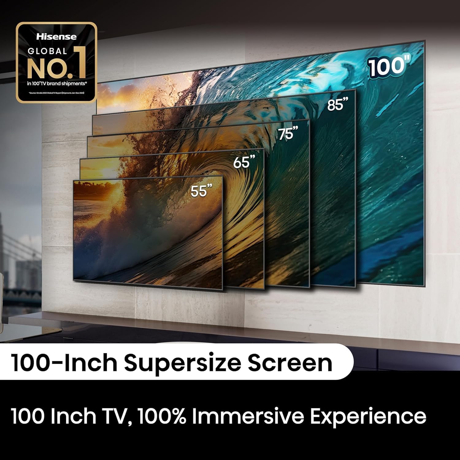 Hisense 100 Inch Class Qd7 Series Qled 4K Uhd Google Smart Tv (100Qd7N, 2024 Model)   Qled, Native 144Hz, Motion Rate 240, Direc