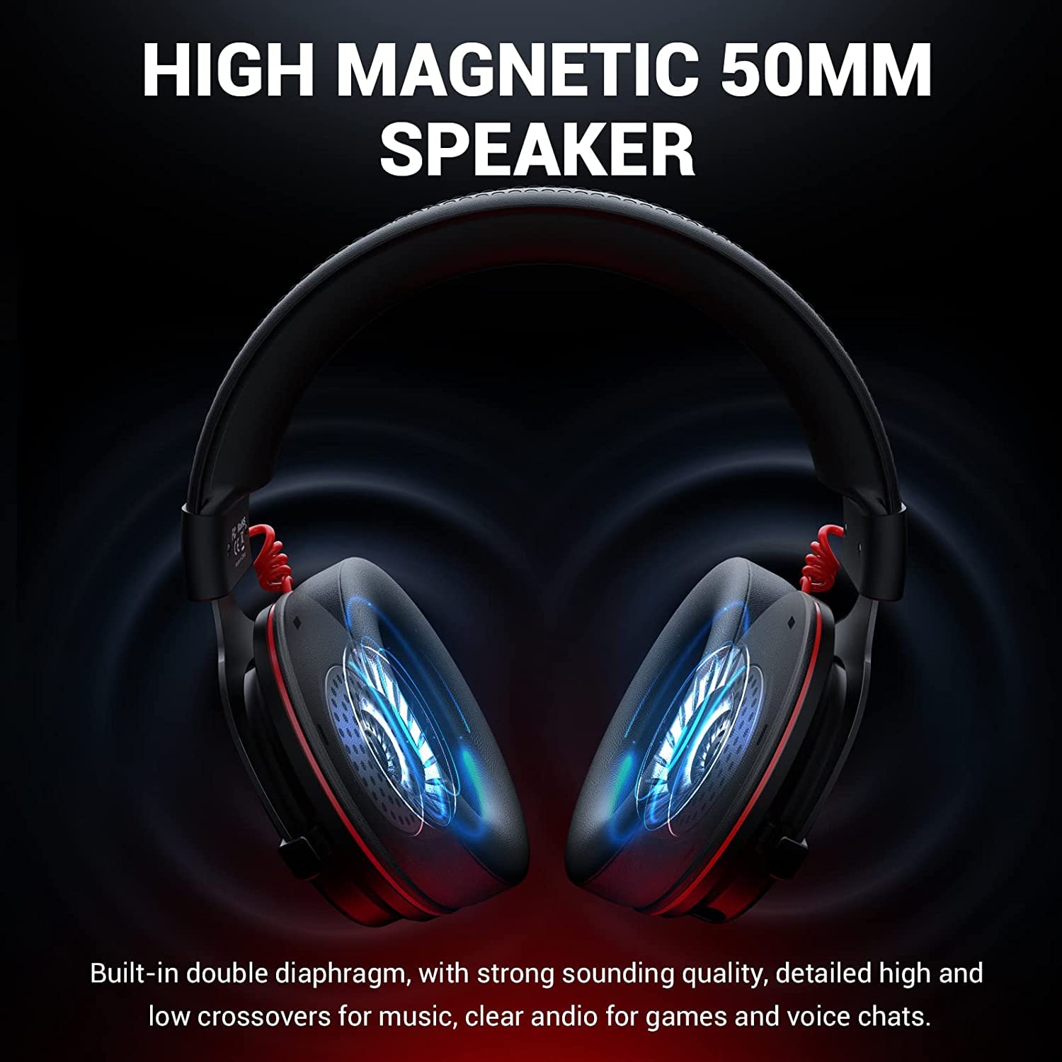Eksa E900 Pro Usb Gaming Headset For Pc - Computer Headset With Detachable Noise Cancelling Mic, 7.1 Surround Sound, 50Mm Driver