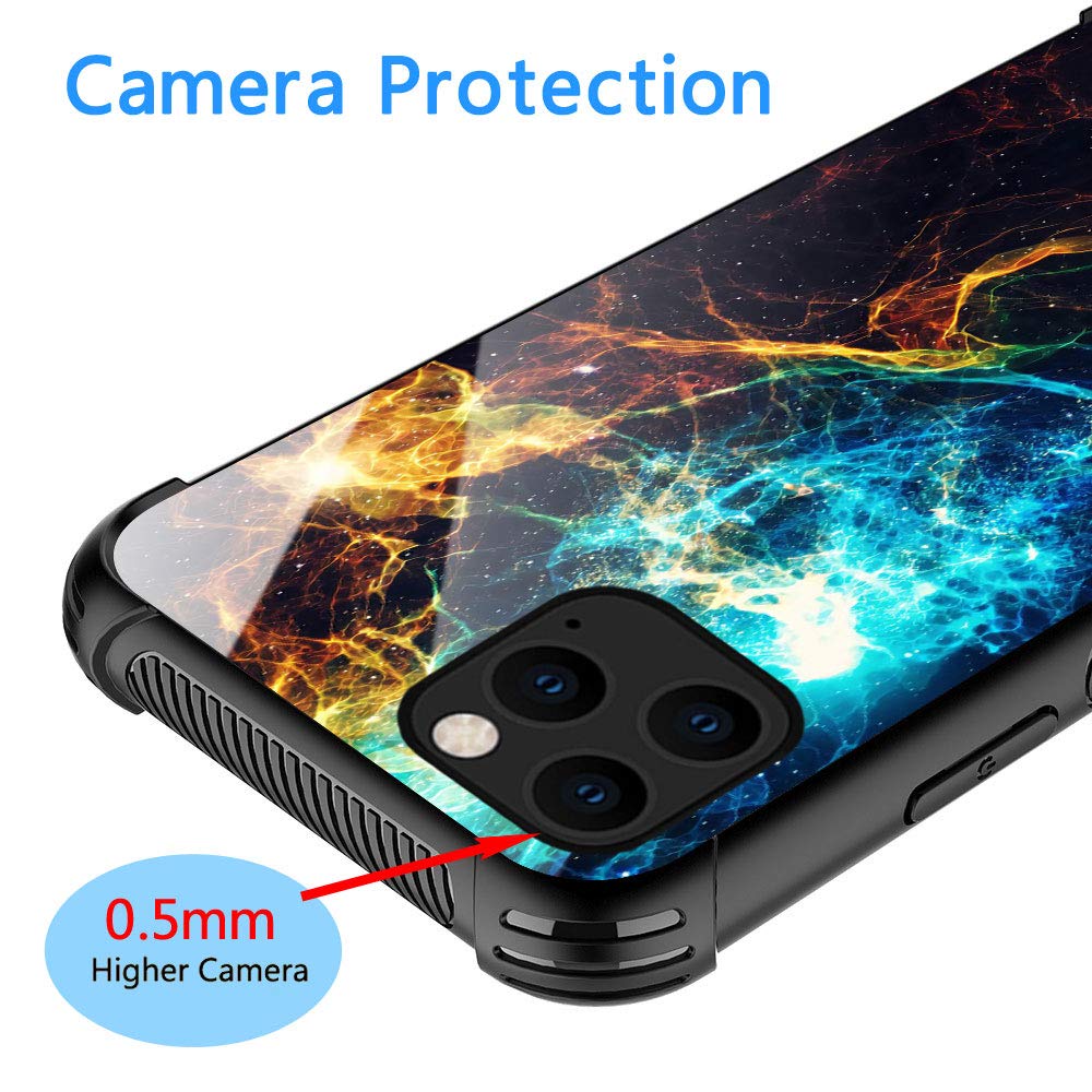 ZHEGAILIAN iPhone 13 Pro Phone Case Blue Flame Pattern Organic Glass TPU 6.1 inch
