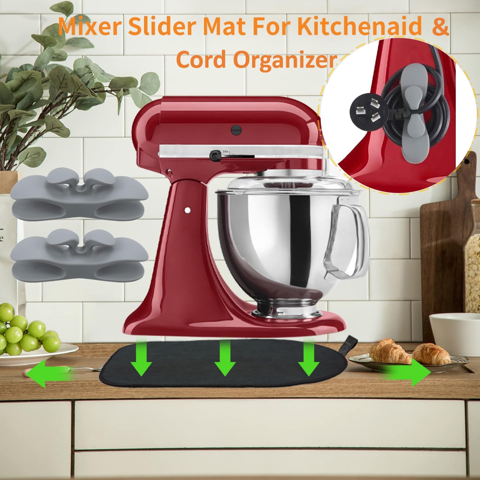 Mixer Slider Mat For Kitchen Aid Stand Mixer With 2 Grey Mixer Accessories,Kitchen Aid Mixer Slider Mat Compatible With Kitchen