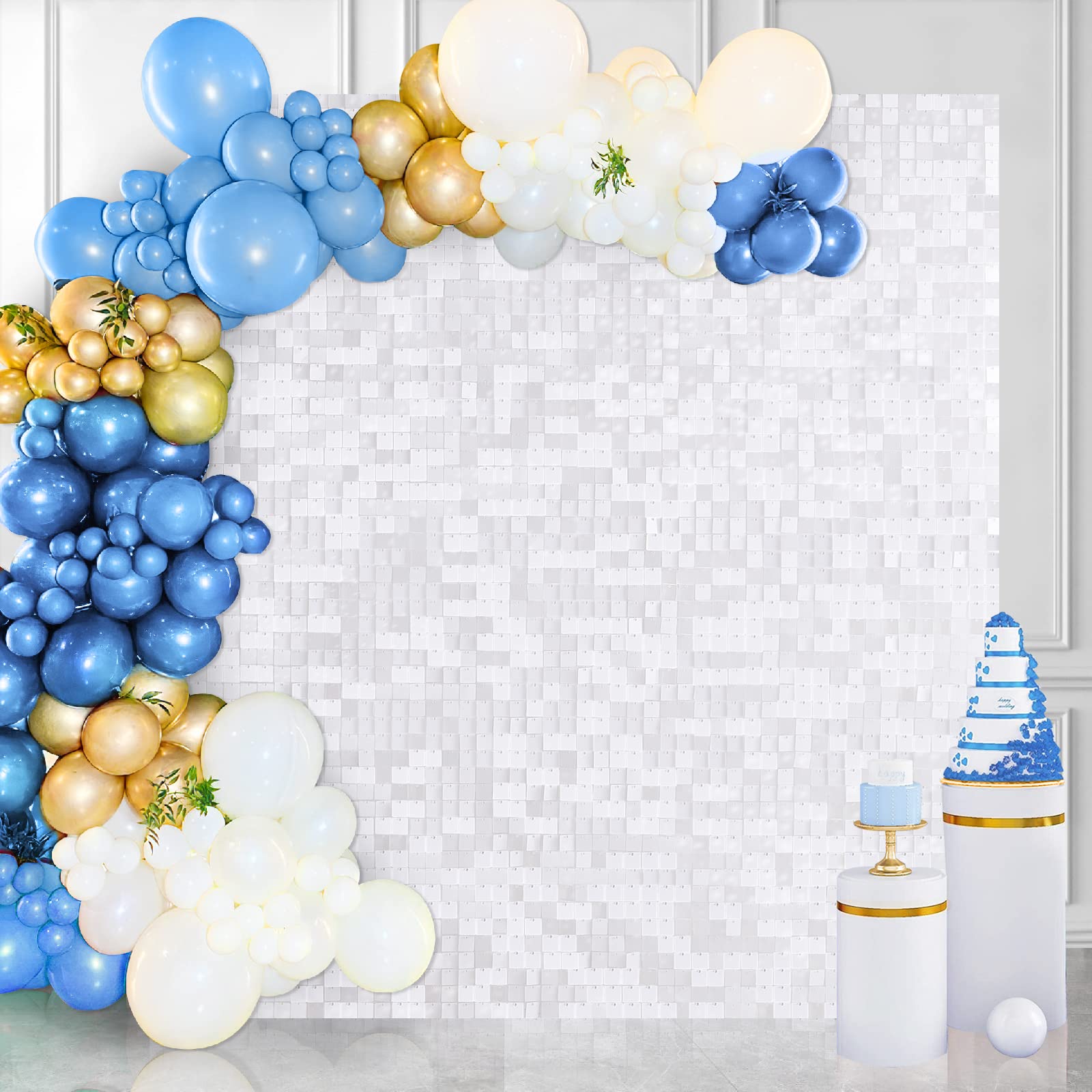 Shimmer Wall Backdrop For Party   24 Panels Square Sequin Wall Panels White Shimmer Backdrop Wall Decor For Birthday Decorations