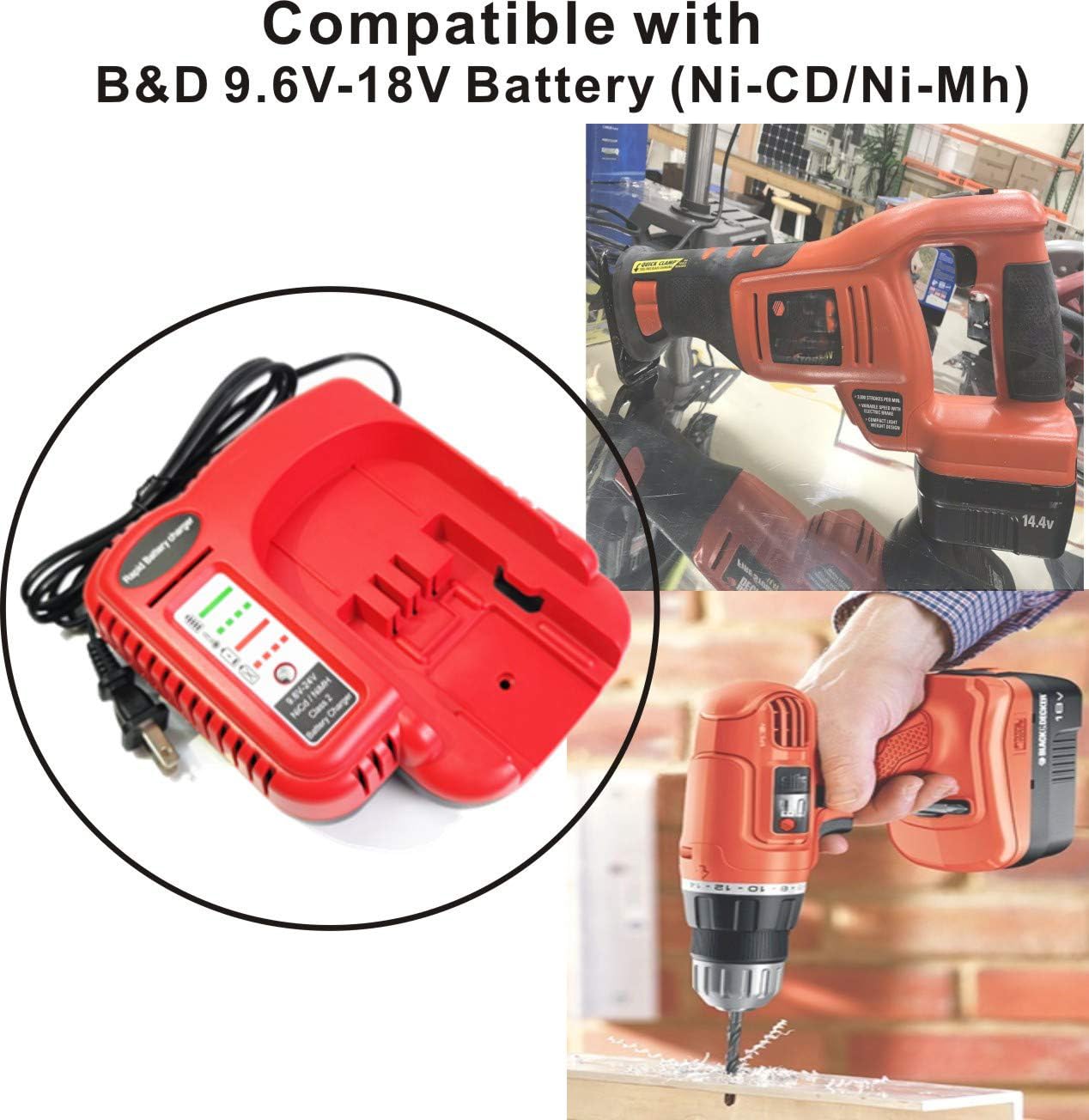 Anoitd Bdfc240 Bdccn24 Multi Volt Battery Charger For Black+Decker Fsmvc 18V 14.4V 12V 9.6V 24V Nicd&Nimh Battery Black & Decker