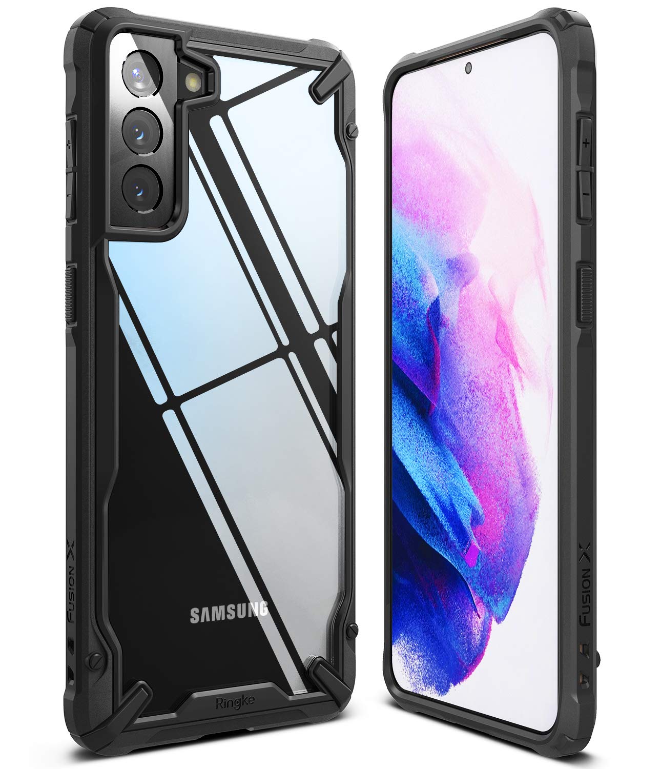 Ringke Fusion-X Compatible with Samsung Galaxy S21 Case, Shockproof Mil Grade Rugged Protective Phone Cover - Black
