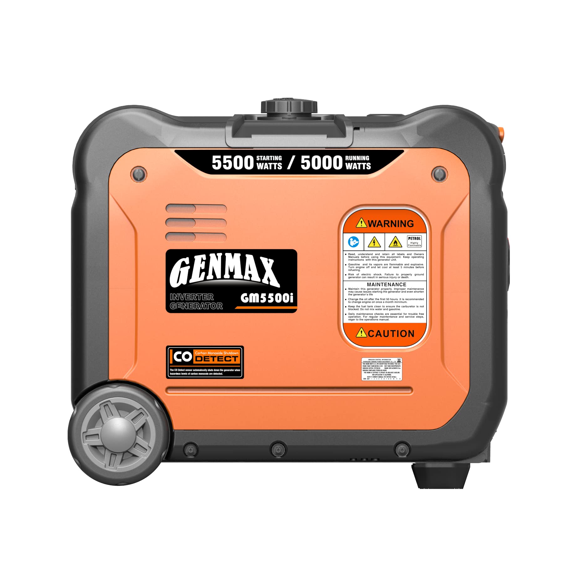 Genmax Portable Generator,5500W Ultra-Quiet Gas Engine, Epa Compliant, Eco-Mode Feature, Ultra Lightweight For Backup Home Use &