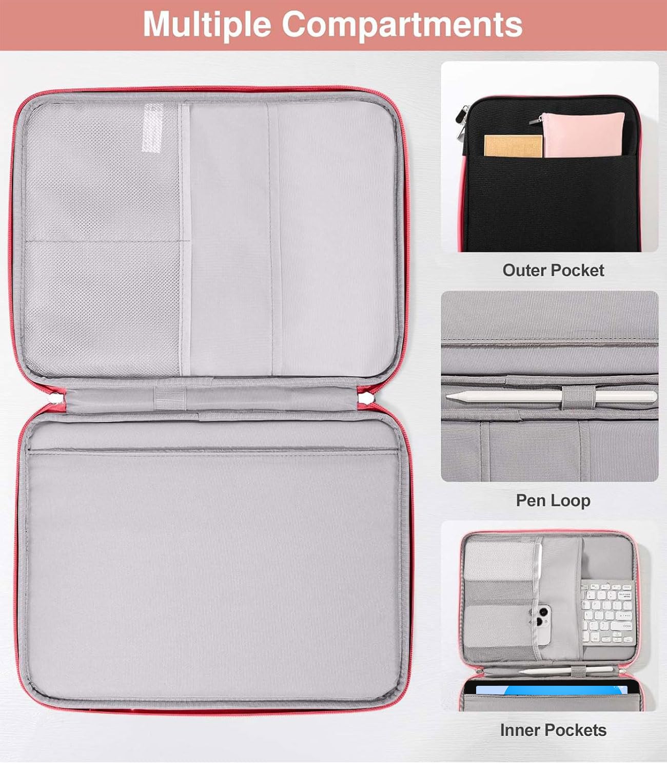 Dadanism 9-11 Tablet Sleeve Organizer Carrying Case With Handle For Ipad 10Th Gen 10.9, I Pad 9/8/7Th Gen 10.2, Ipad Air Pro 11,