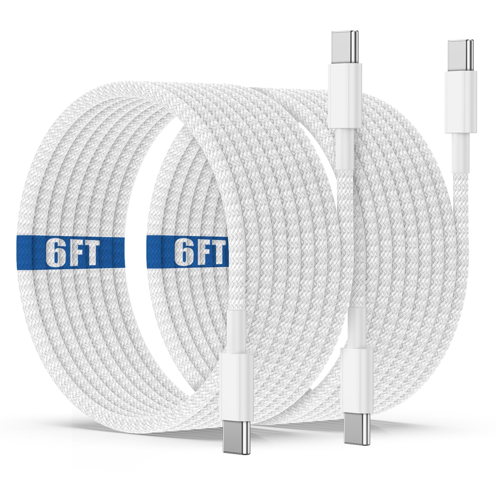 Usb C To C Charging Cable 6Ft, 60W Fast Type C To C Charger Cord Long For Apple Iphone 15 Plus/15 Pro Max, Macbook Pro 2021/2020