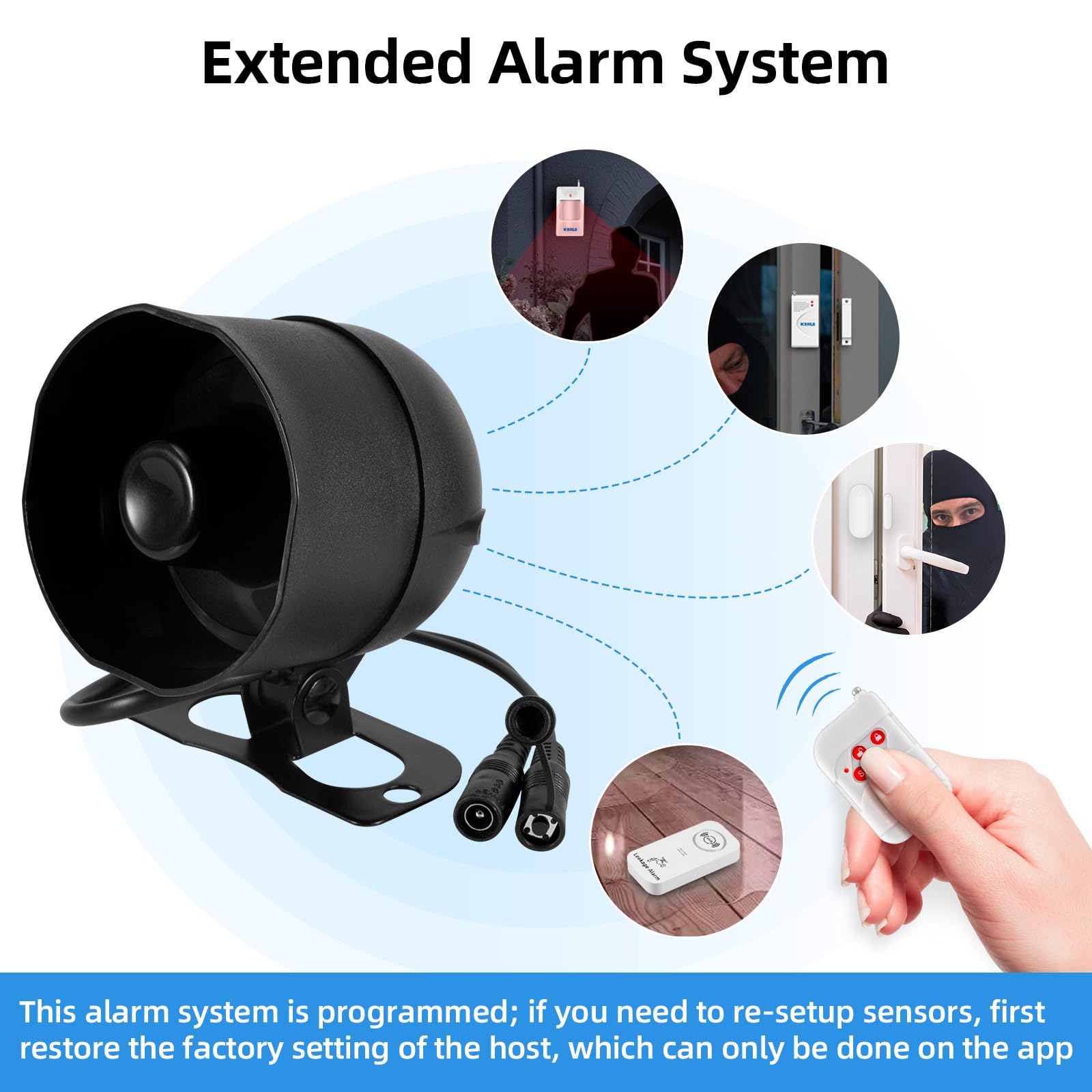 Kerui Wifi Home Security Alarm System 8 Piece Kit Door Alarm System Diy Siren Door/Window Sensors Remotes Burglar Alarm For House Apartment Office,Compatible With Alexa Google Home