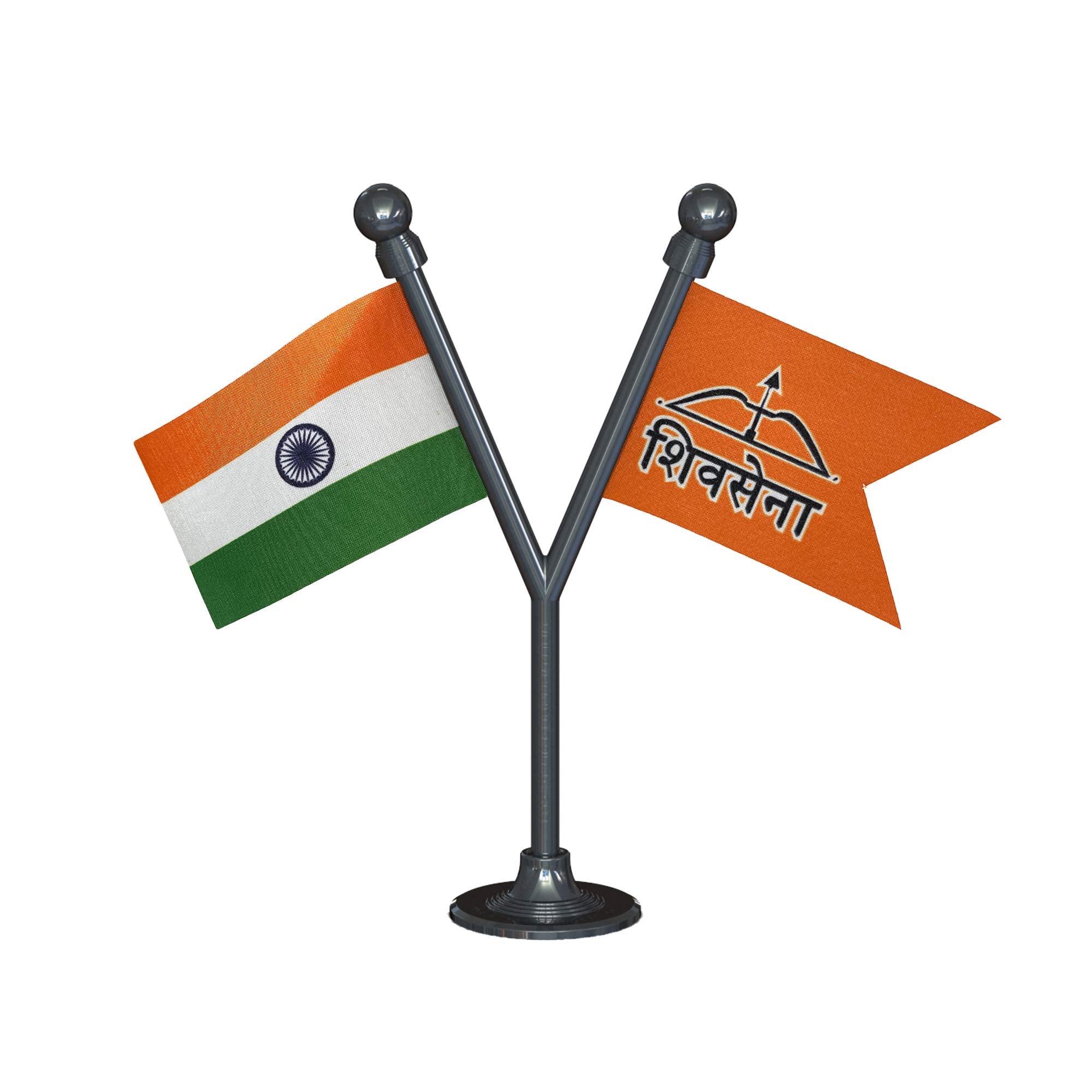 The Flag Corporation India & Shiv Sena Car Dashboard Flag 2In X 3In With A Plastic Gunmetal Black Base