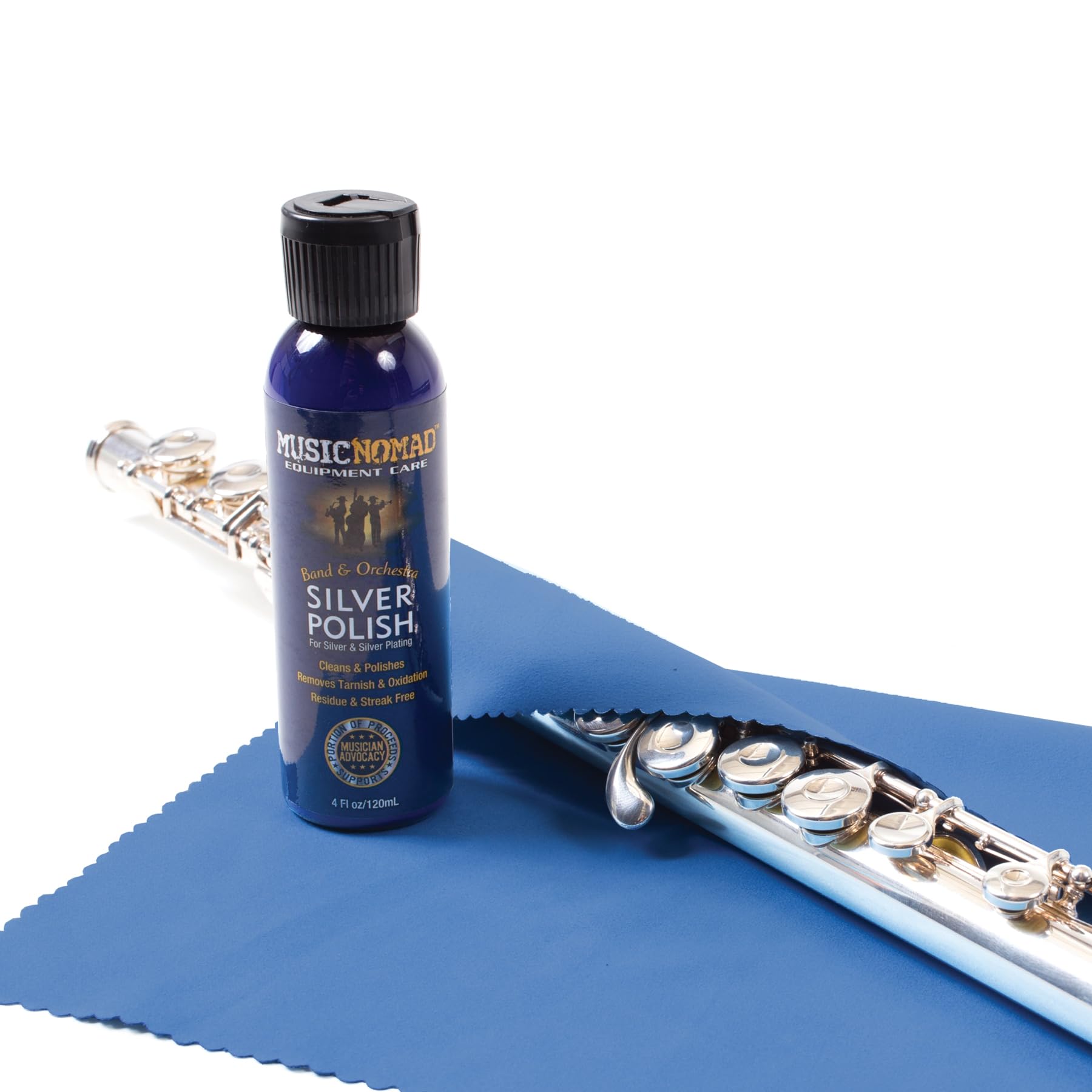 Musicnomad Silver Polish & Cloth Kit For Silver & Silver Plated Instruments   Trumpet, Trombone, Flute (Mn741)