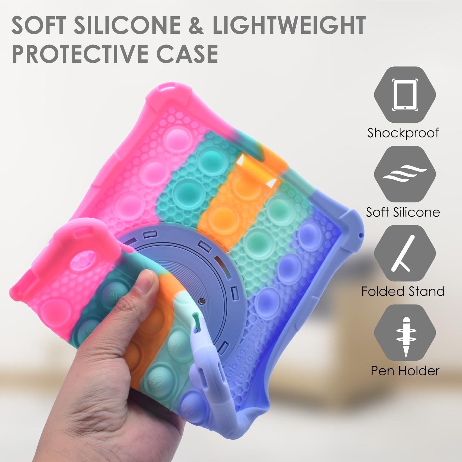 Detuosi Silicone Case For Samsung Galaxy Tab A9 Plus 11 Inch 2023, With 360Rotatable Stand, Multi Viewing Angles, Soft Lightweig