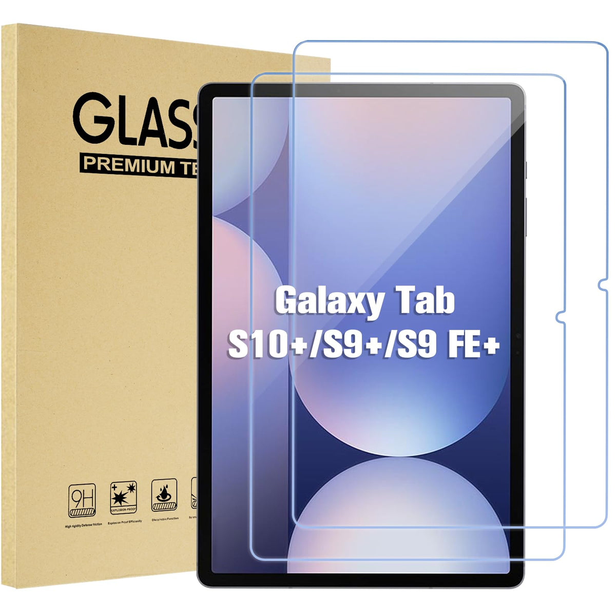 Procase 2 Pack Screen Protectors For Galaxy Tab S10+ Plus 2024/Tab S9 Fe+ Plus/Tab S9+ Plus 2023 12.4', 9H Hardness Hd Clear Tempered Glass Film Guard For 12.4 Inch Galaxy Tablet S10+/S9+ /S9 Fe+