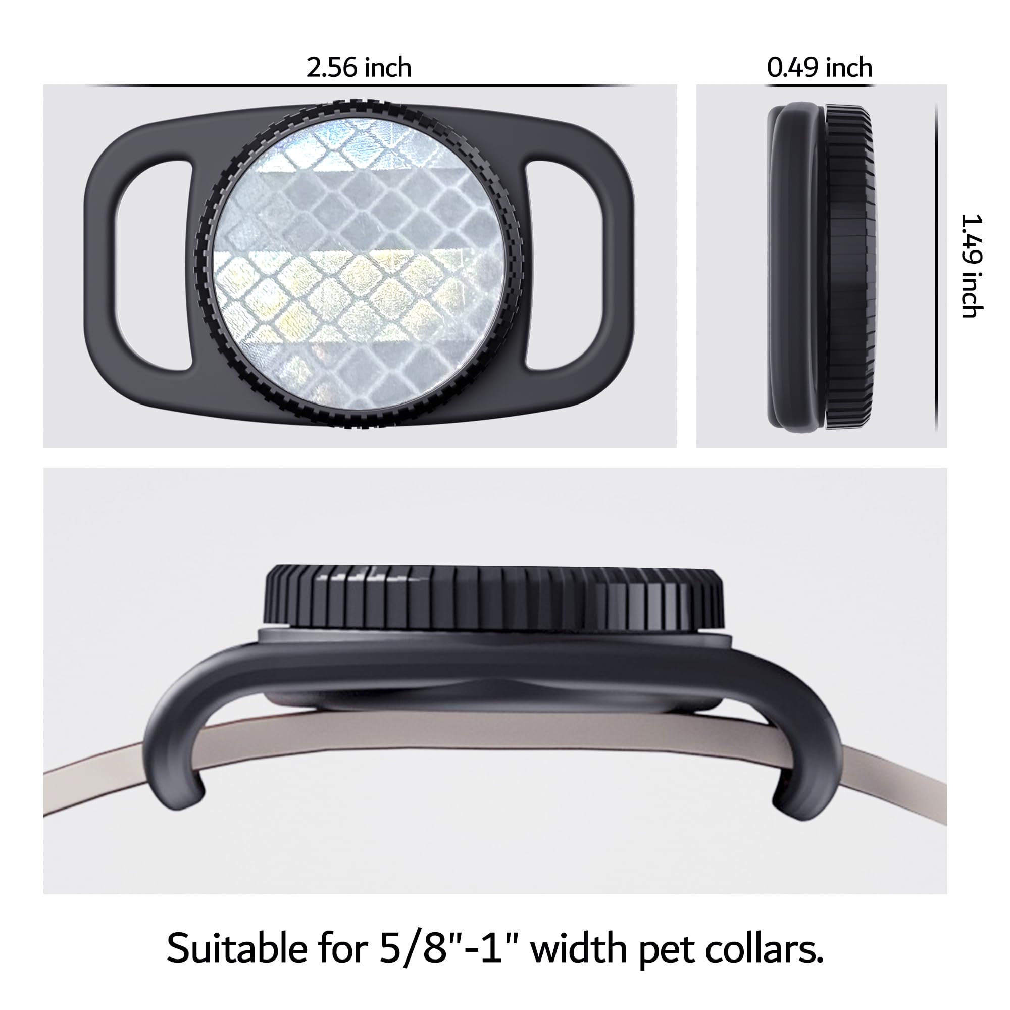 Pzoz Waterproof Airtag Dog Collar Holder (2 Pack) For Apple Airtag, Pvc Reflector Cover & Silicone Pet Collar Case Anti Lost Air