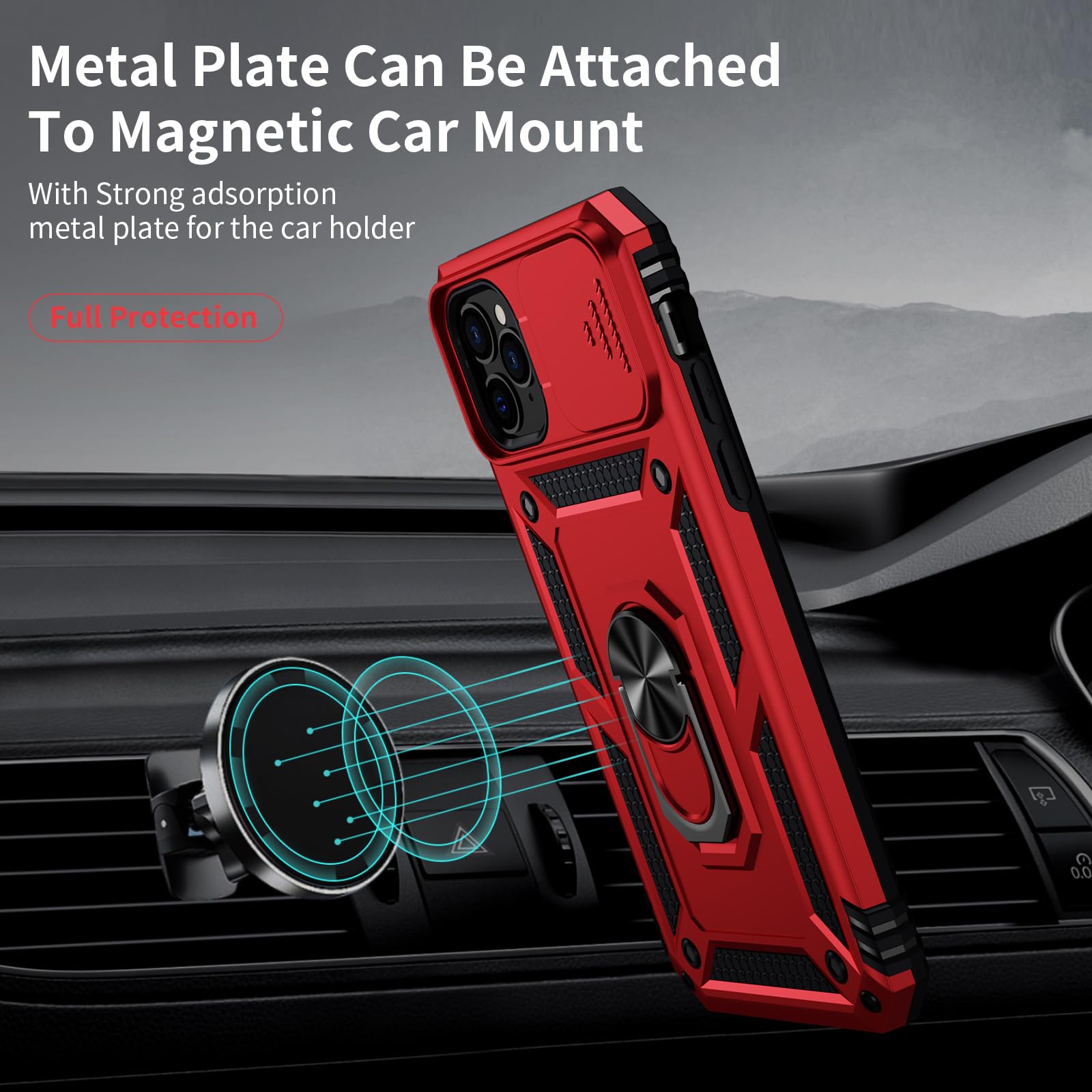 Weycolor For Iphone 11 Pro Max Case With Camera Lens Cover, Hd Screen Protector, 10 Ft Military Grade Drop Protection, Magnetic