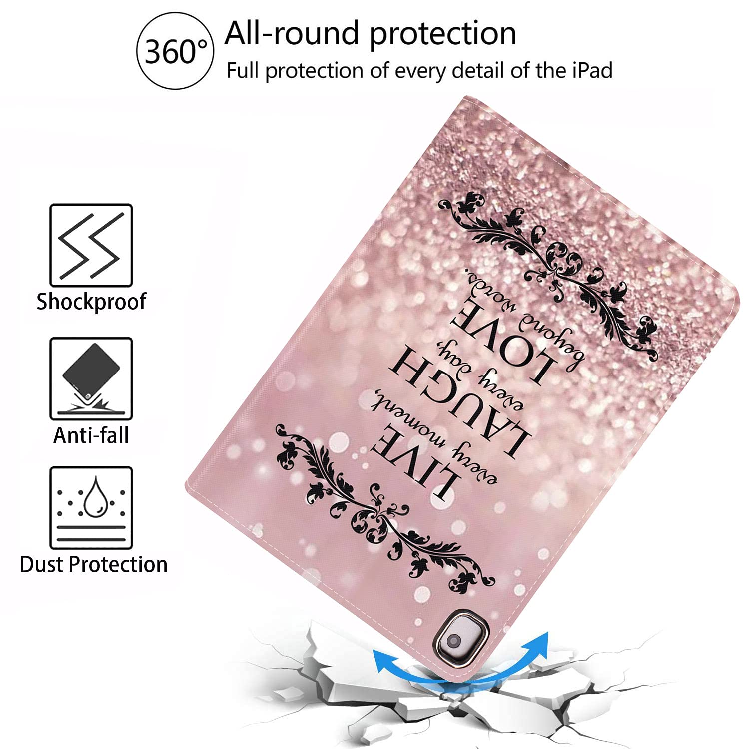 Bosness Case For Ipad 8Th Gen 10.2'' (2020)/7Th Gen (2019), Ipad Air (3Rd Gen) 10.5'' 2019/Pro 10.5 2017, Adjustable Stand Auto